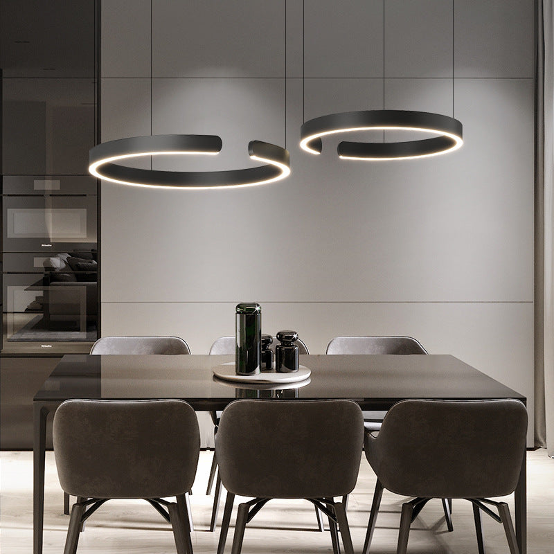 Modern LED Ring Pendant Light With Brushed Metal Finish And Adjustable Suspension