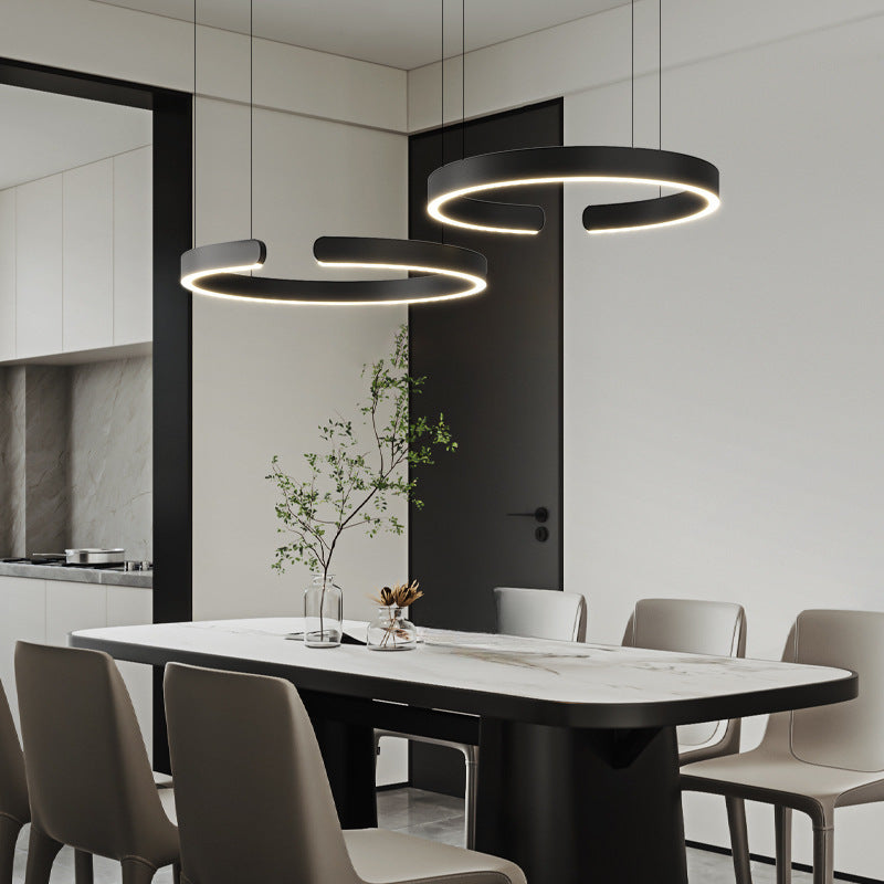 Modern LED Ring Pendant Light With Brushed Metal Finish And Adjustable Suspension