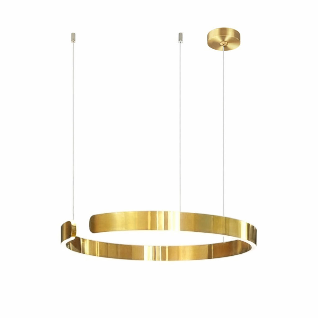 Modern LED Ring Pendant Light With Brushed Metal Finish And Adjustable Suspension