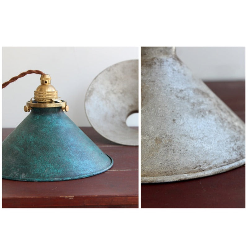 Vintage Rustic Industrial Hanging Pendant Light With Metal Cone Shade