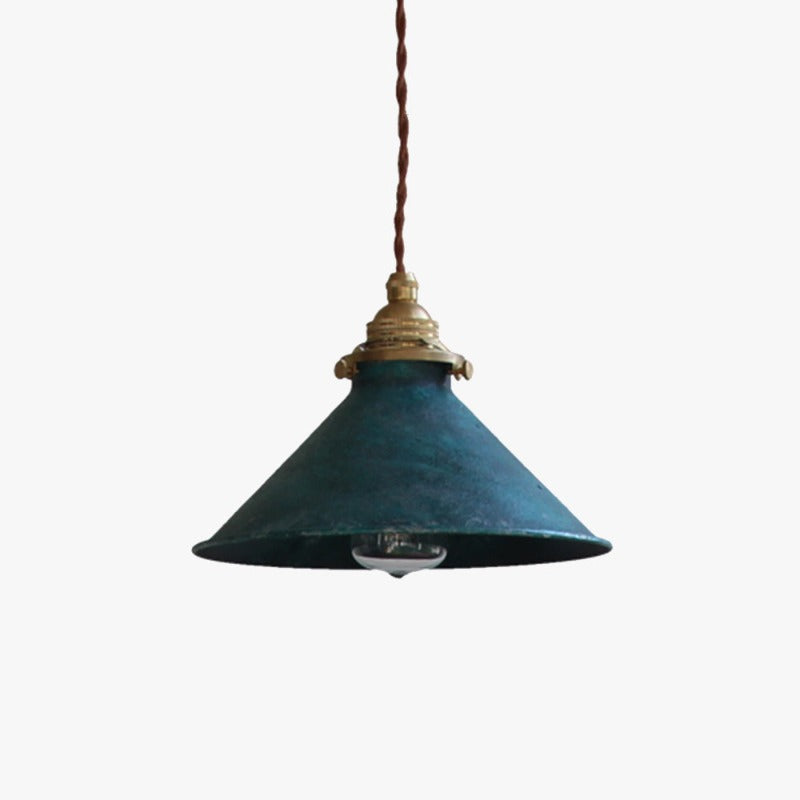 Vintage Rustic Industrial Hanging Pendant Light With Metal Cone Shade