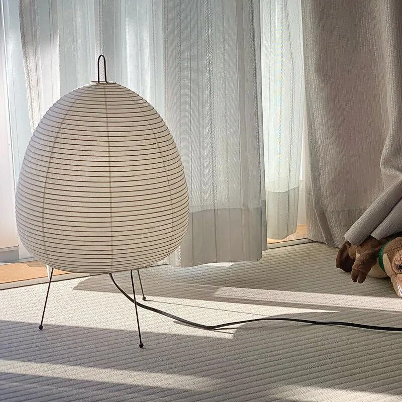 Modern Japanese Paper Lantern Table Lamp With Soft Ambient Lighting
