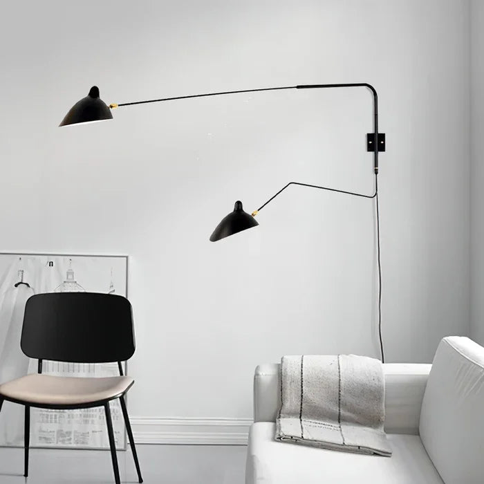 Modern Dual Adjustable Arm Wall Lamp For Reading And Accent Light