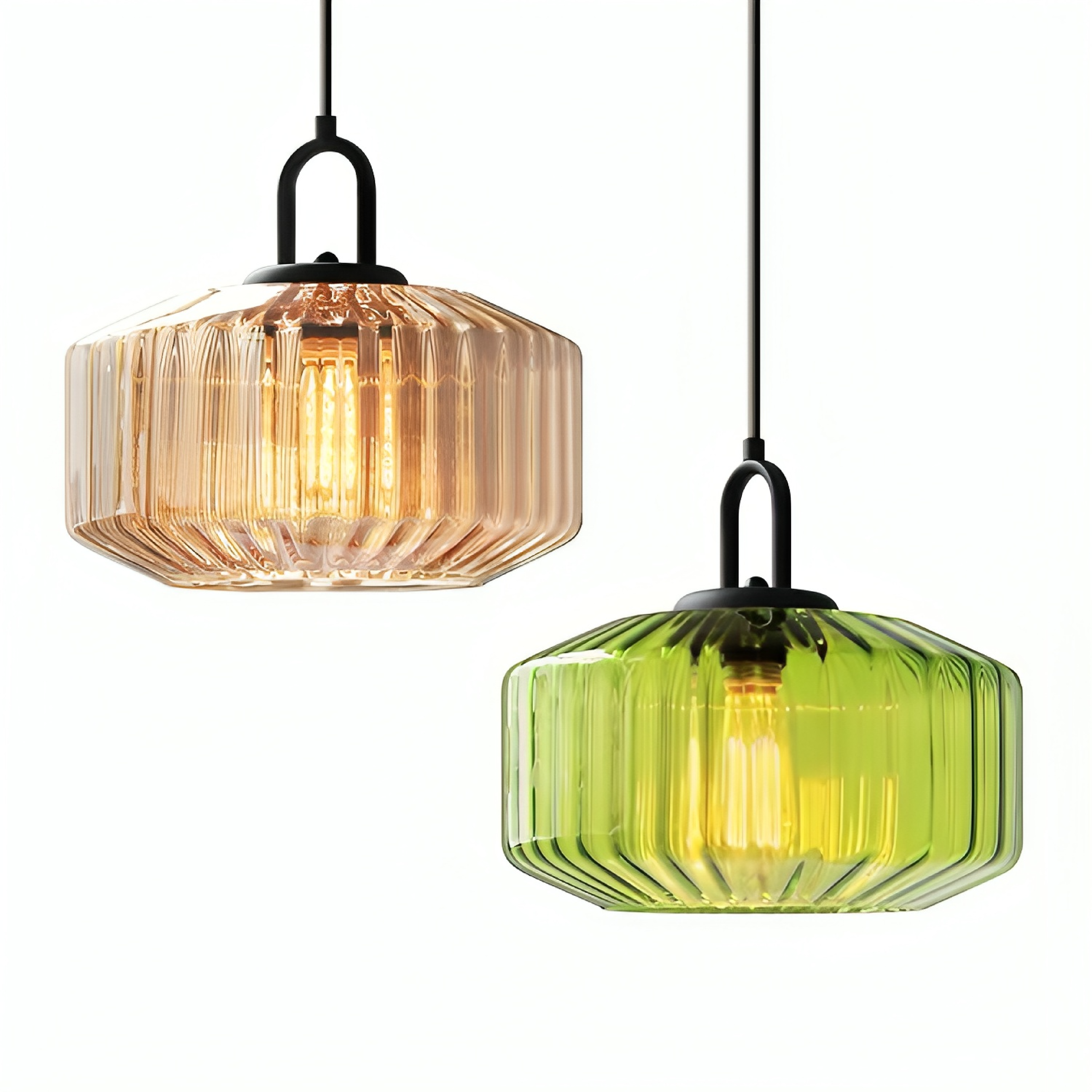 Modern Crystal-Cut Glass Pendant Light With Metal Frame