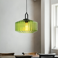 Modern Crystal-Cut Glass Pendant Light With Metal Frame