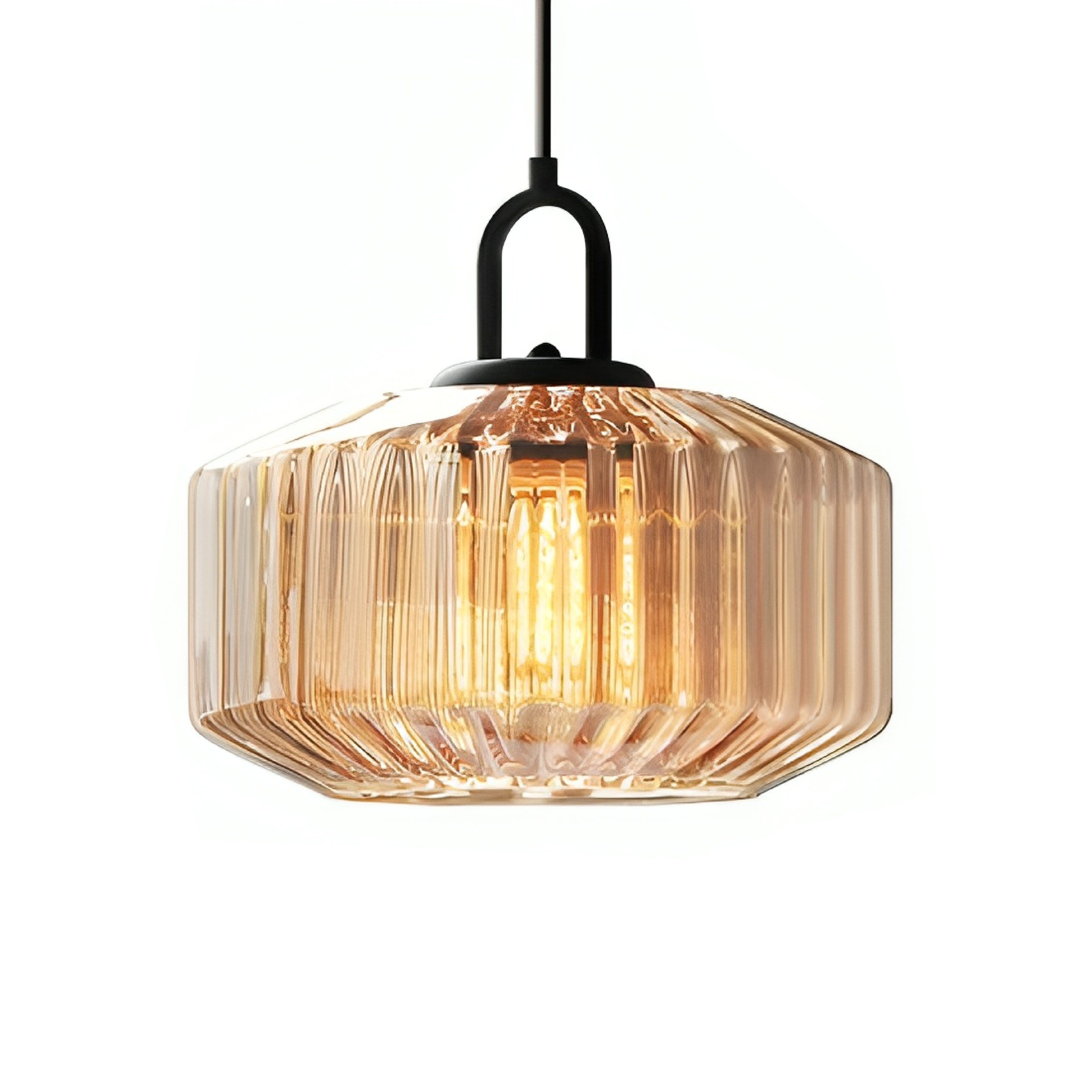 Modern Crystal-Cut Glass Pendant Light With Metal Frame