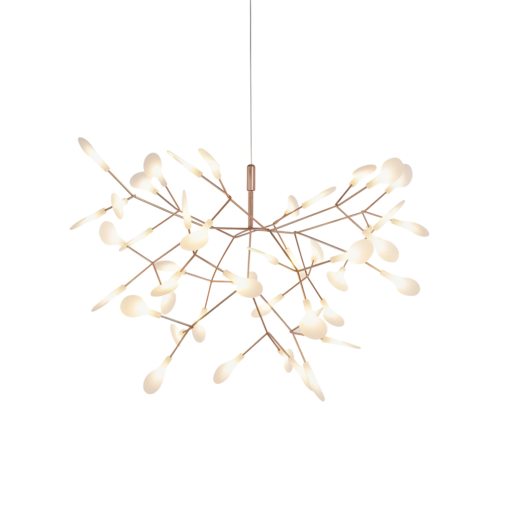 Rose Gold Firefly LED Acrylic Chandelier With Metal Branching Arms