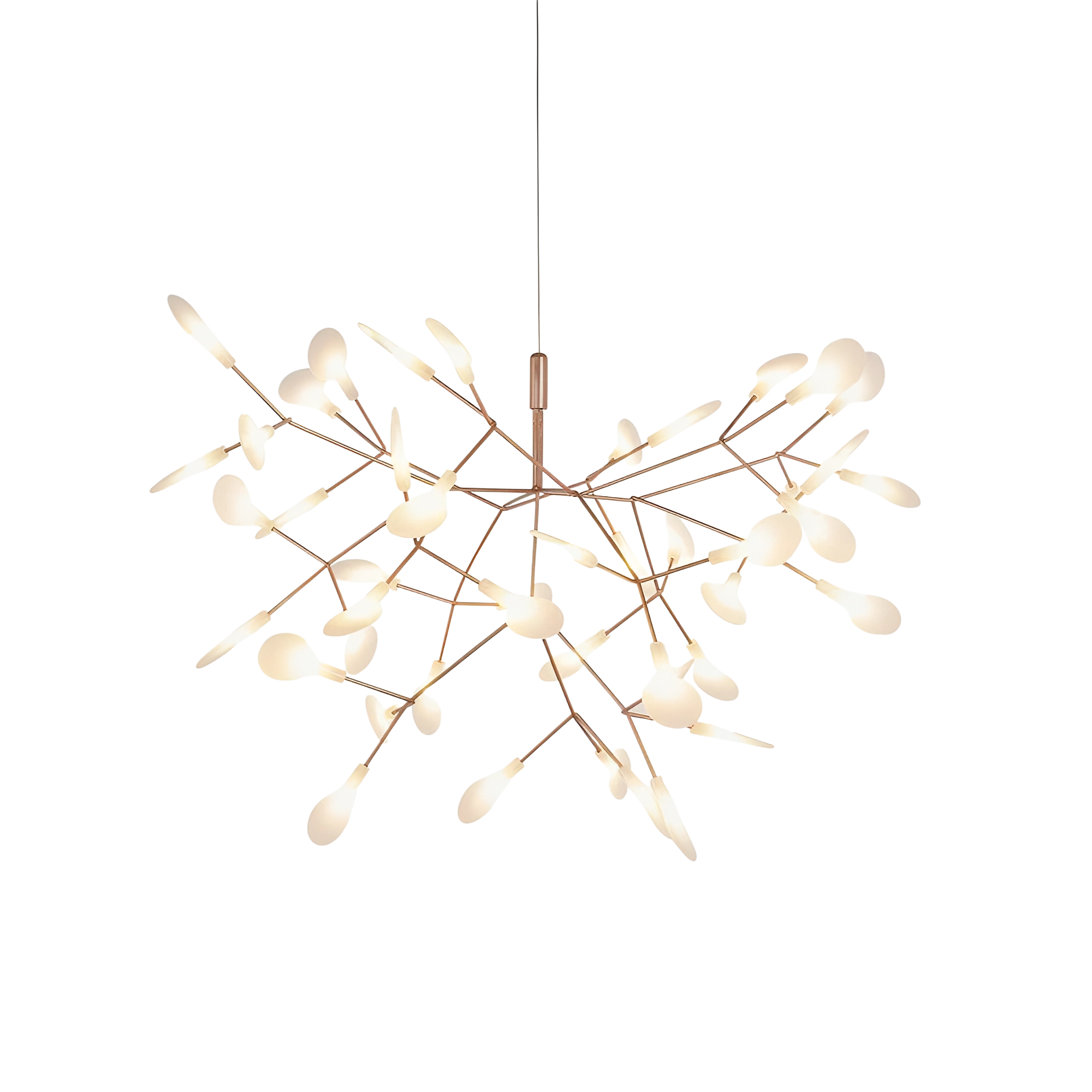 Rose Gold Firefly LED Acrylic Chandelier With Metal Branching Arms