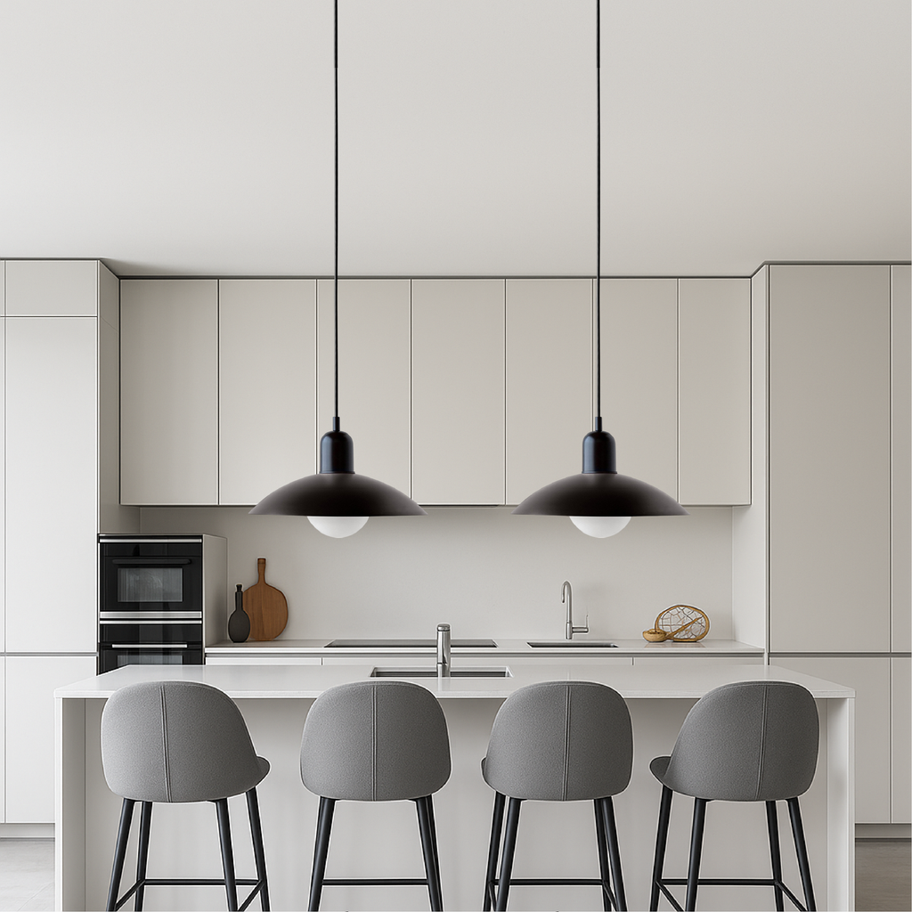 NordicCraft Shallow Curved Metal Shade Pendant Ceiling Light Creamy