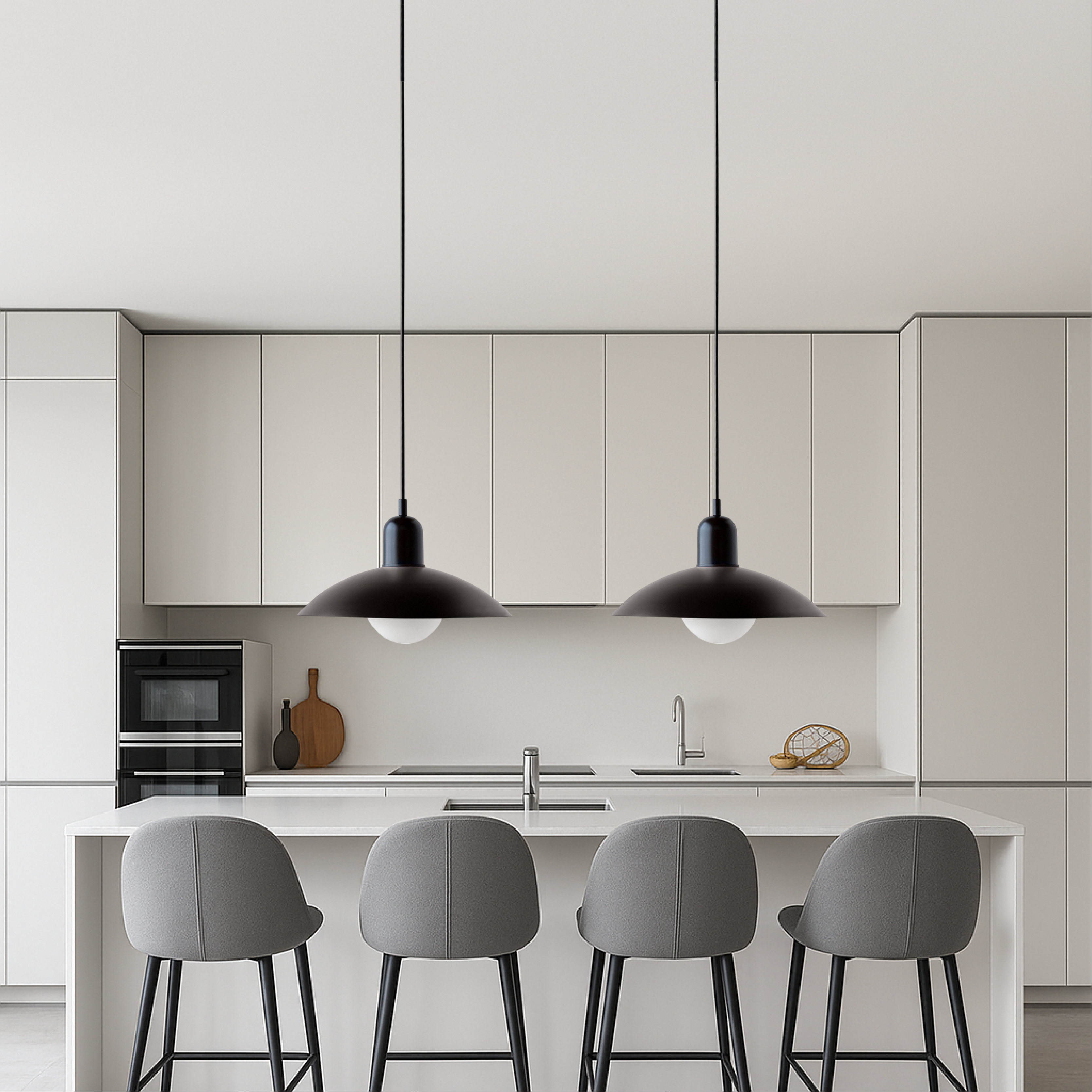 NordicCraft Shallow Curved Metal Shade Pendant Ceiling Light Creamy