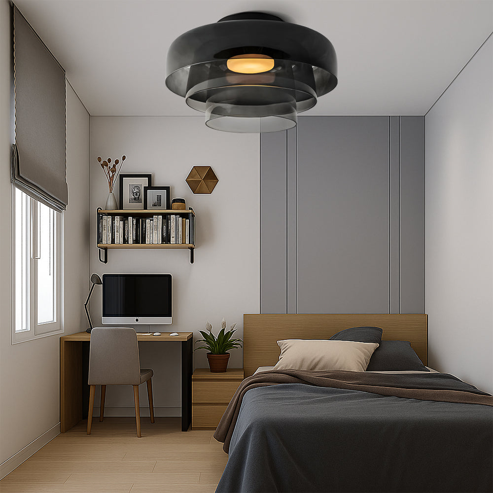 Nordic Bauhaus Layered Glass Pendant Light With Adjustable Suspension