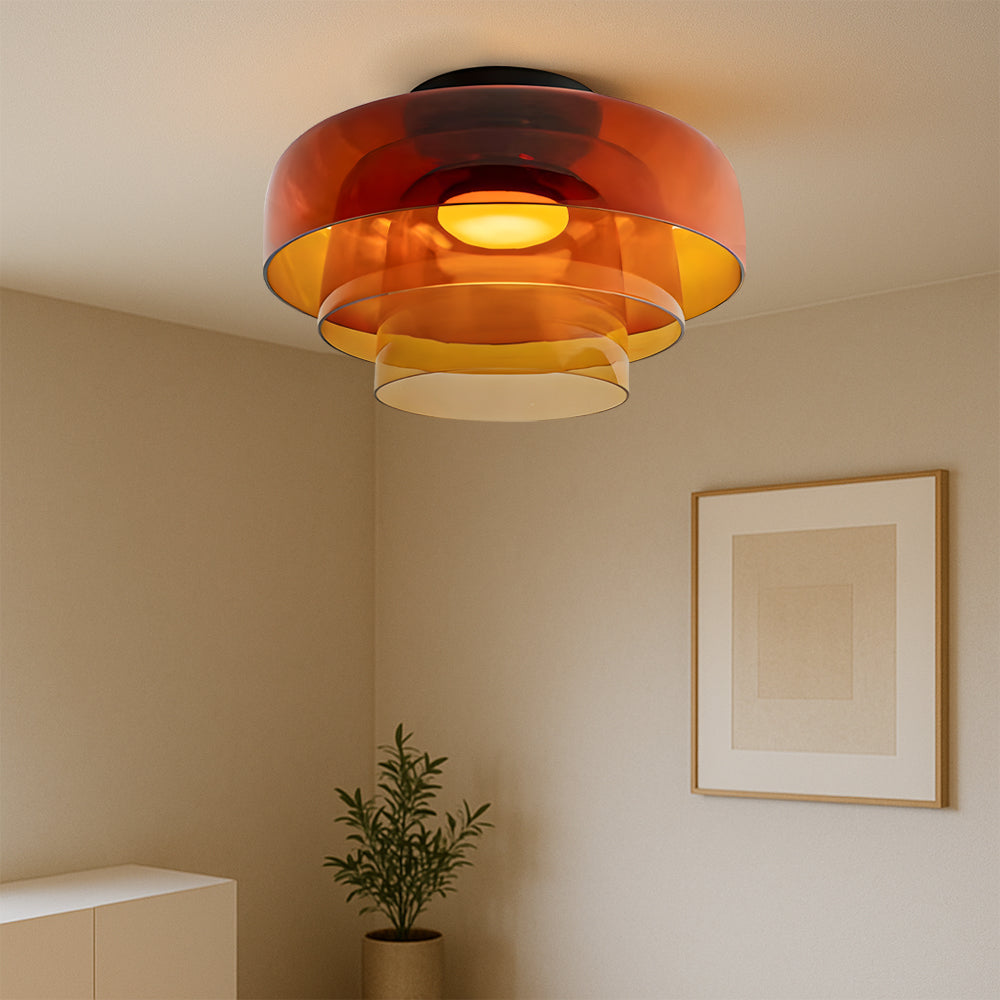 Nordic Bauhaus Layered Glass Pendant Light With Adjustable Suspension