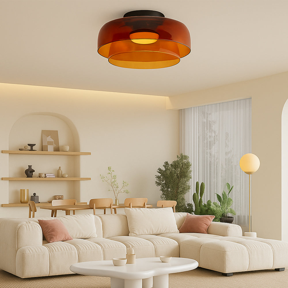 Nordic Bauhaus Layered Glass Pendant Light With Adjustable Suspension