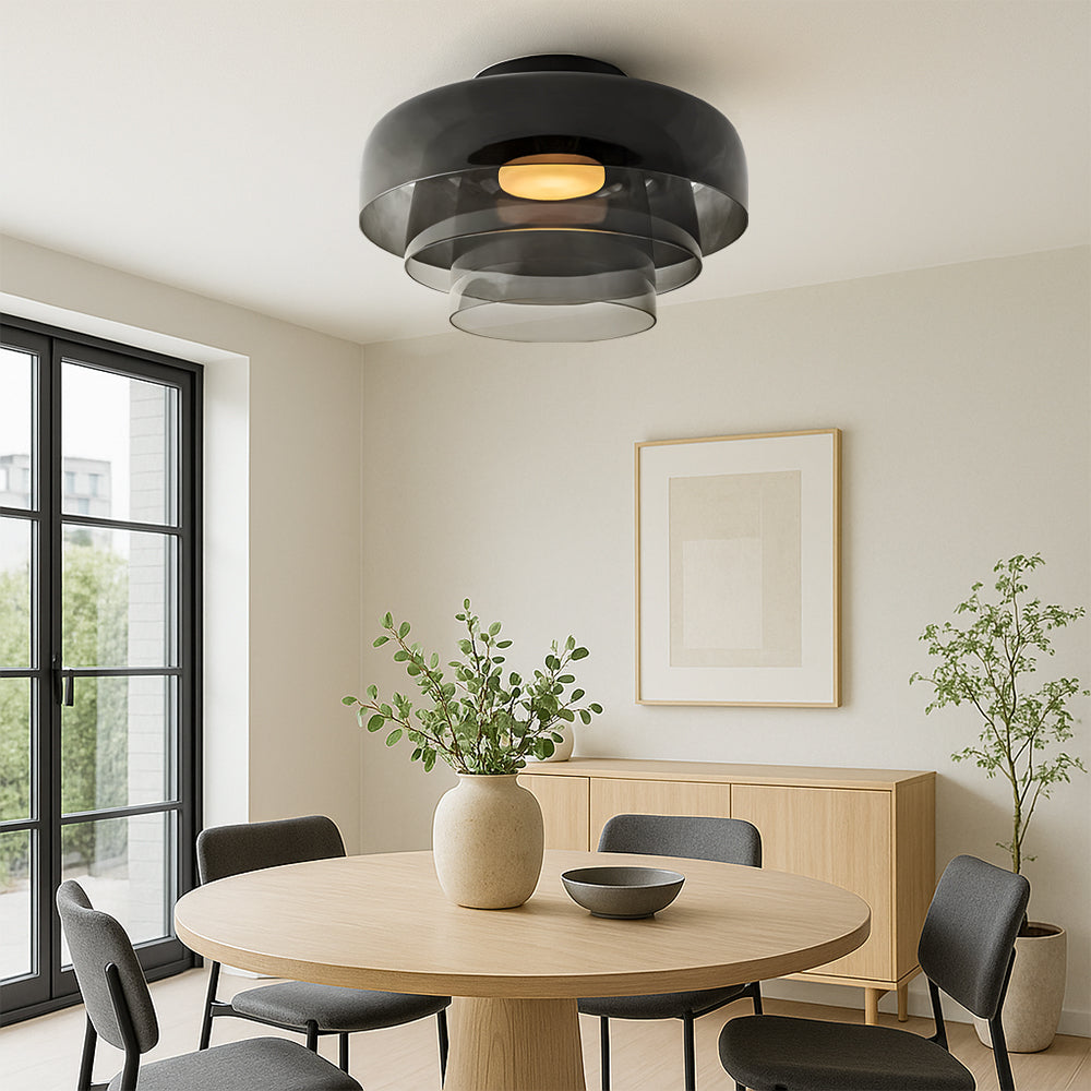 Nordic Bauhaus Layered Glass Pendant Light With Adjustable Suspension