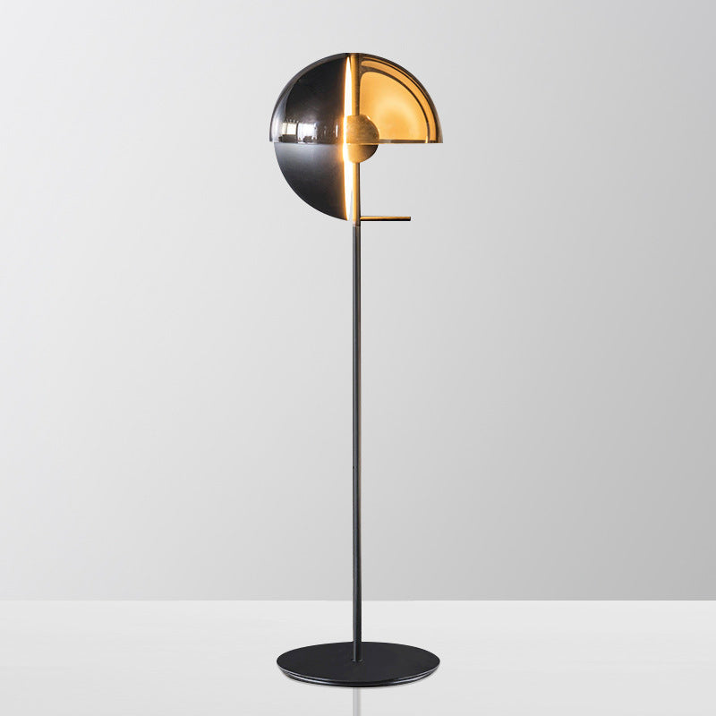 AuraBella Contemporary Smokey Glass Floor Lamp With Metal Frame