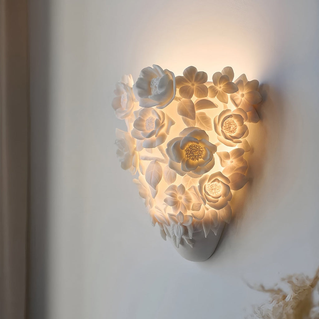Minimalist Ceramic Flower Wall Lamp With Iron Base LED Dimmable