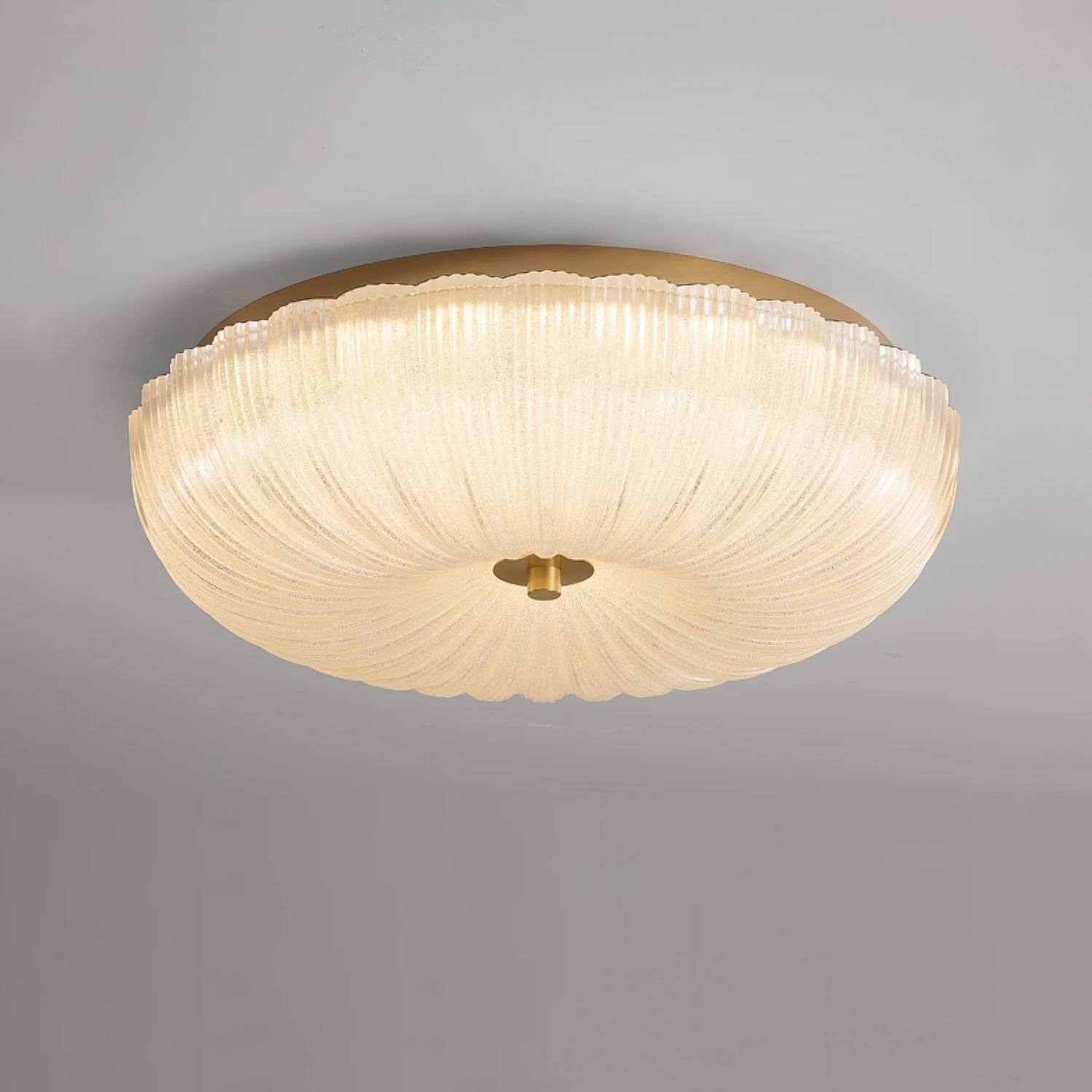 Modern Rippled Glass Flush Mount Ceiling Light With Satin Nickel
