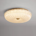 Modern Rippled Glass Flush Mount Ceiling Light With Satin Nickel