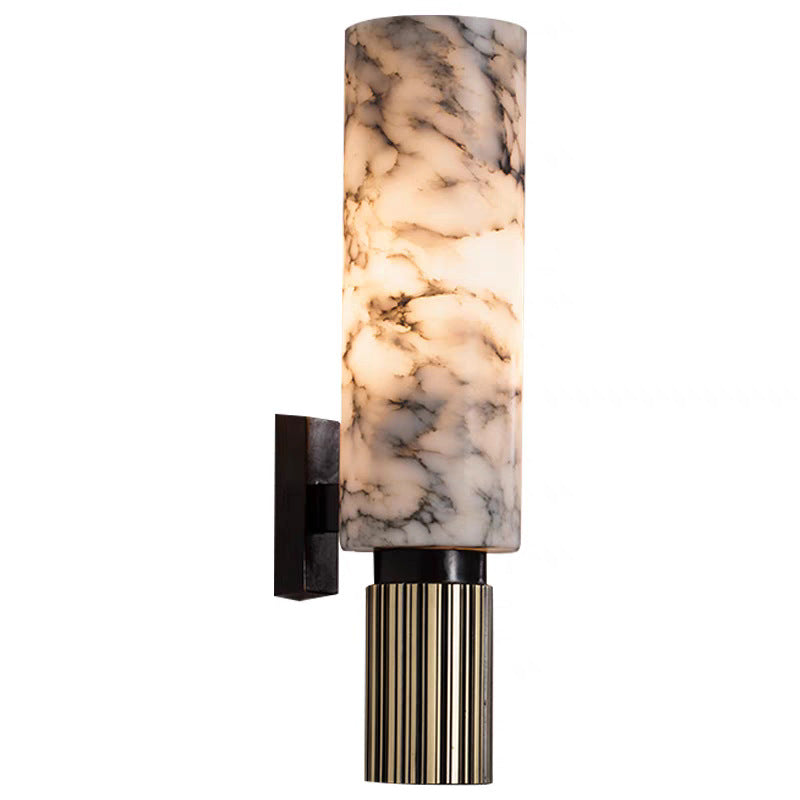 Solid Marble And Copper Wall Light Featuring Integrated LED Bulb