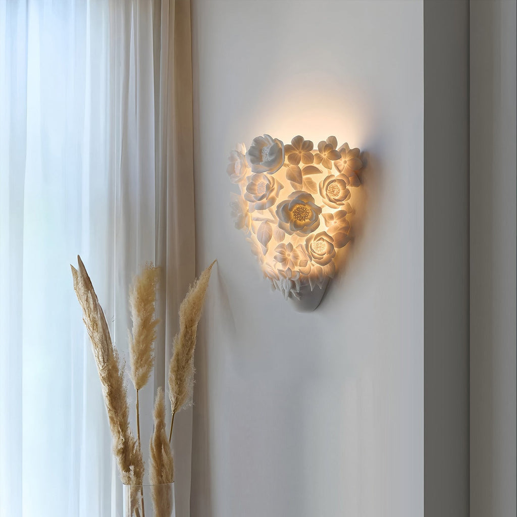 Minimalist Ceramic Flower Wall Lamp With Iron Base LED Dimmable