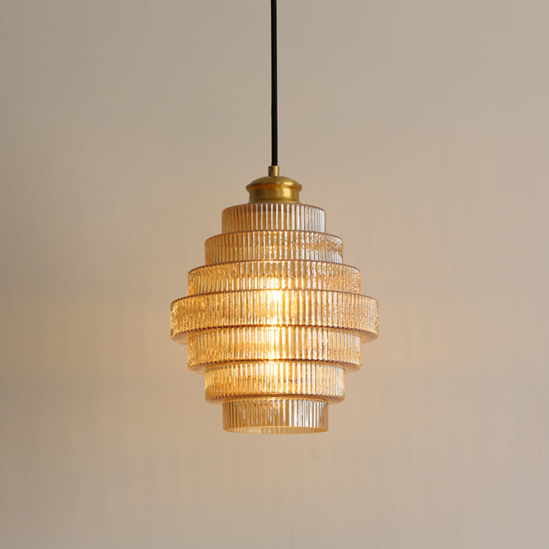 Vintage Tiered Glass Pendant Light E27 Socket For Kitchen Dining Room