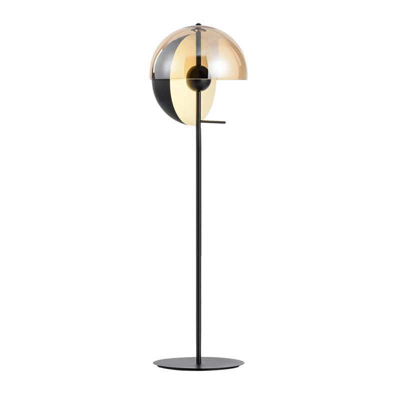 AuraBella Contemporary Smokey Glass Floor Lamp With Metal Frame