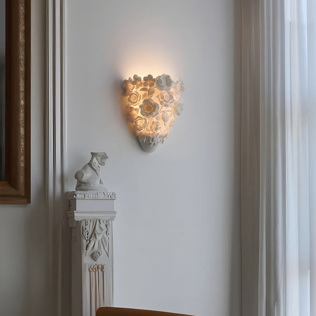 Minimalist Ceramic Flower Wall Lamp With Iron Base LED Dimmable