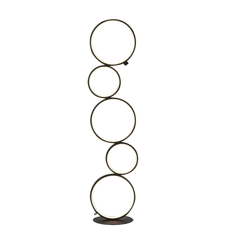 Modern Stacked Ring Floor Lamp With Halo LED Light Contemporary Design