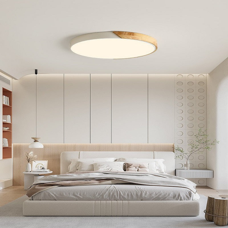 Scandinavian Wood and Iron Ceiling Light with Acrylic Shade Pendant
