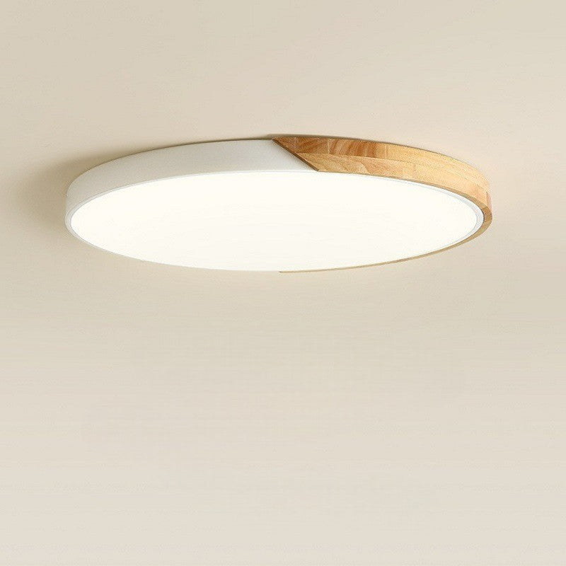 Scandinavian Wood and Iron Ceiling Light with Acrylic Shade Pendant