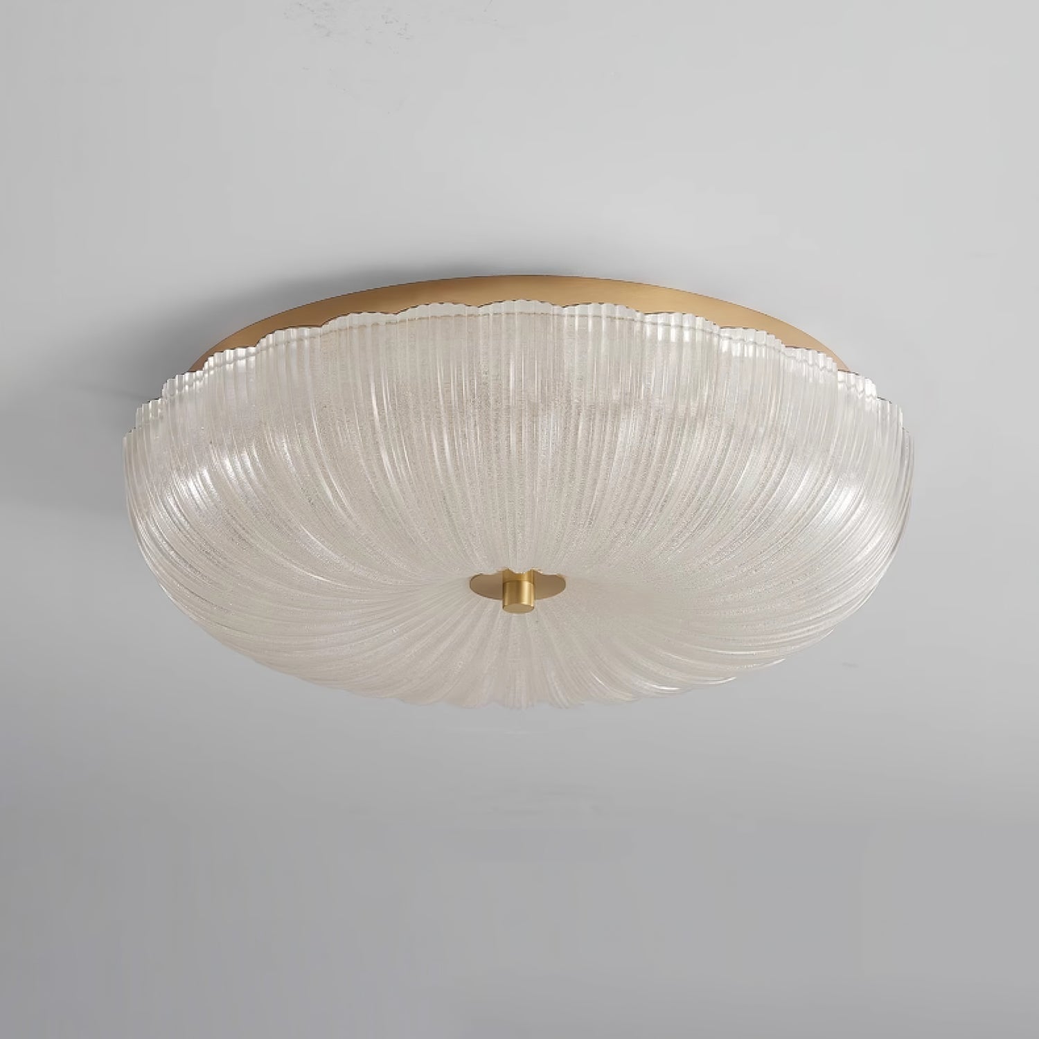 Modern Rippled Glass Flush Mount Ceiling Light With Satin Nickel
