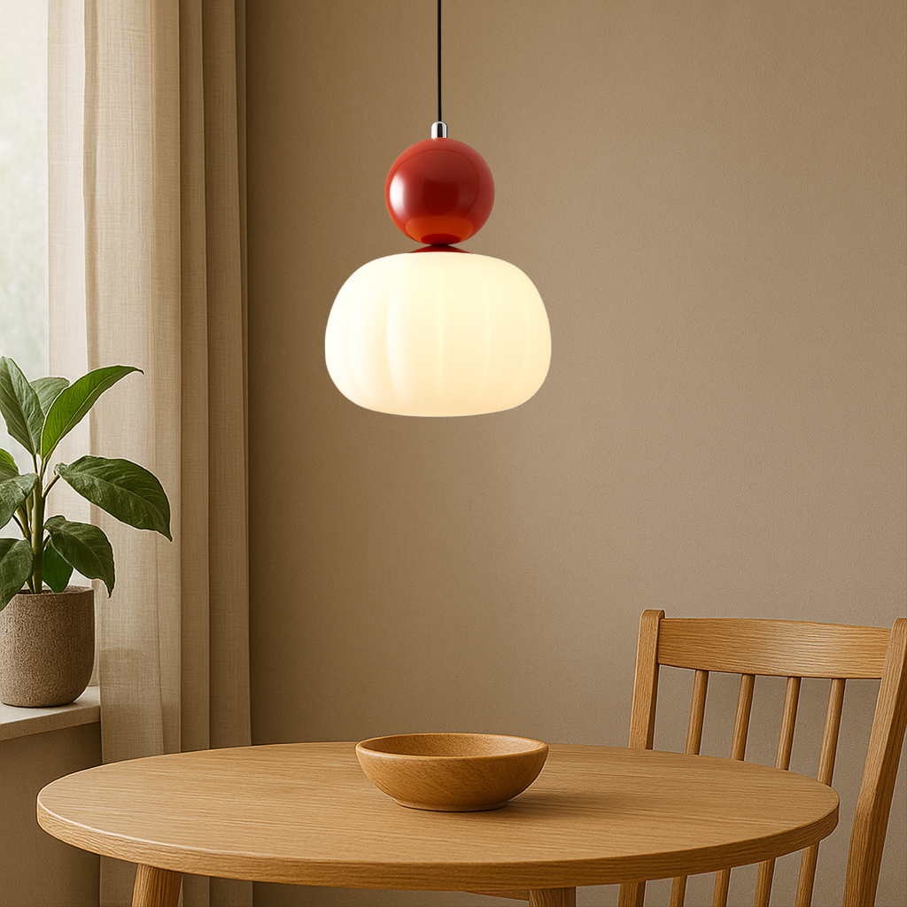 Aurelia Opal Glass Pendant Light With Coloured Sphere Cap Shade