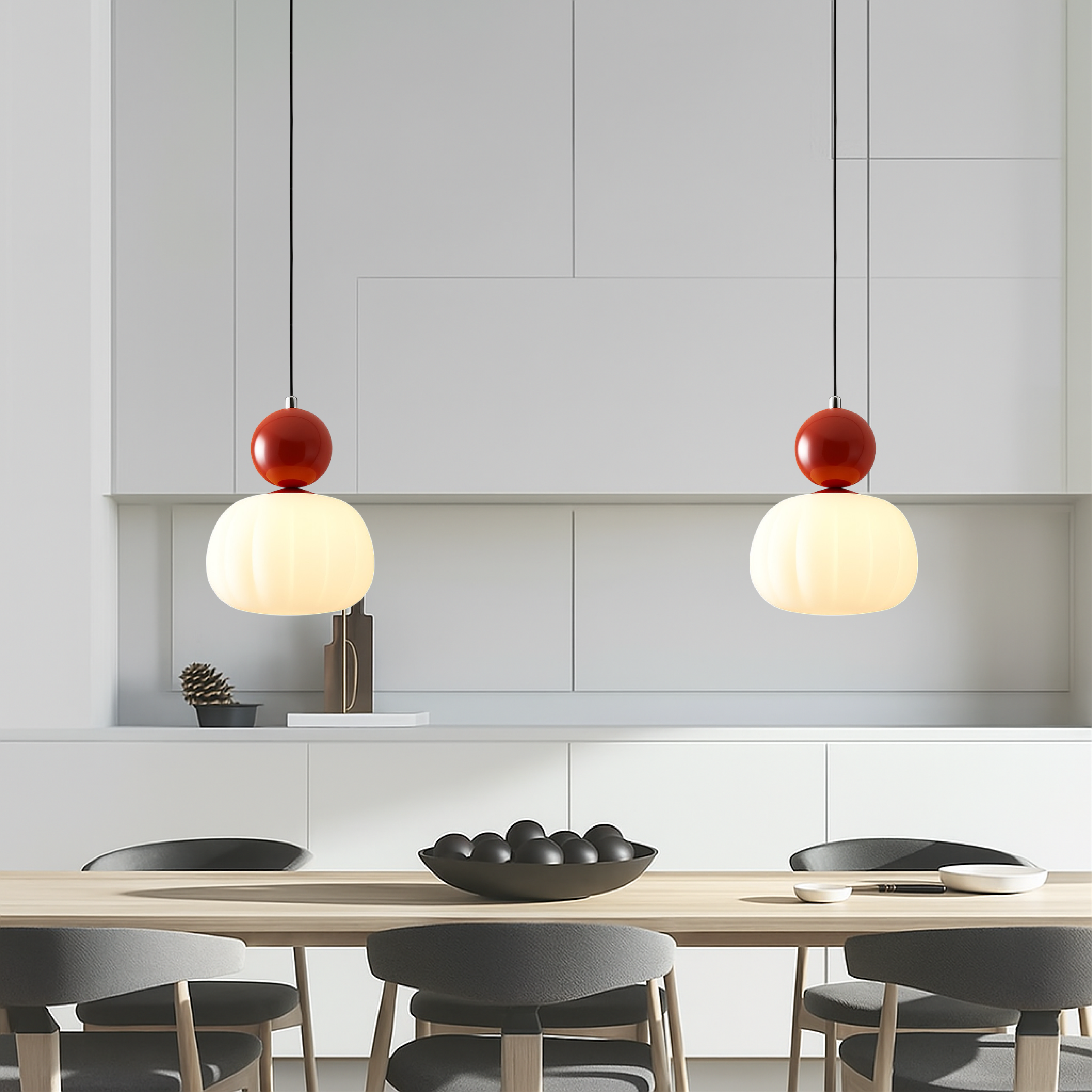 Aurelia Opal Glass Pendant Light With Coloured Sphere Cap Shade