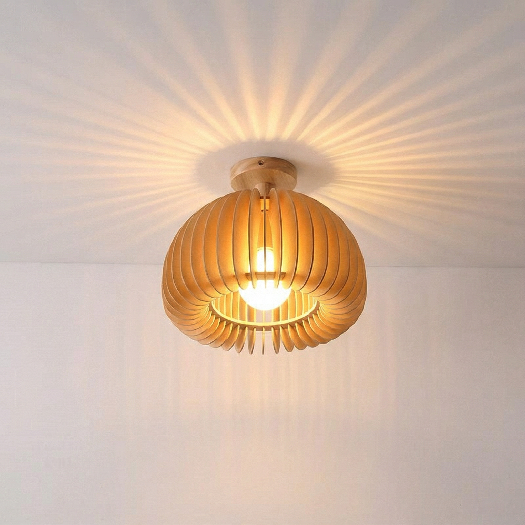 Akira Retro Round Wooden Pendant Light