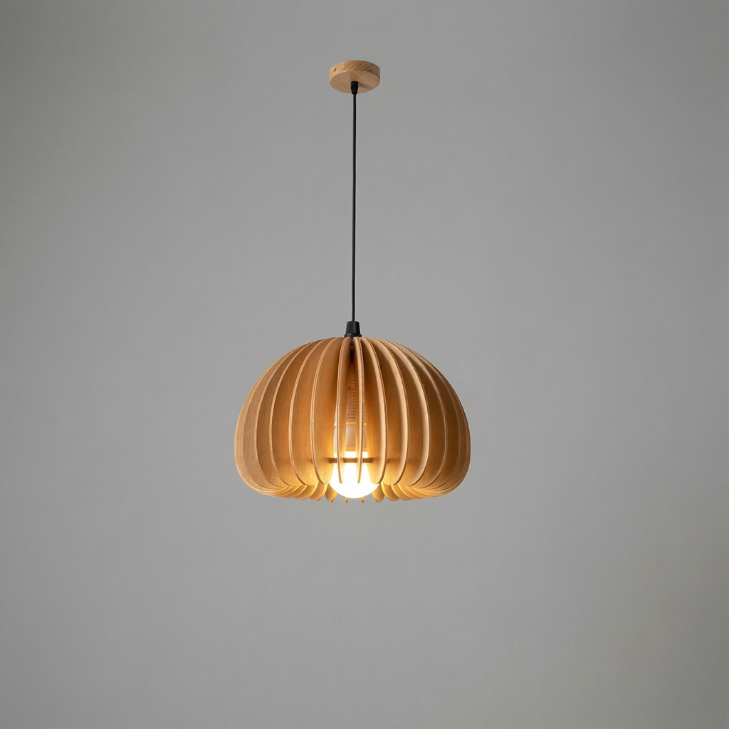 Akira Retro Round Wooden Pendant Light