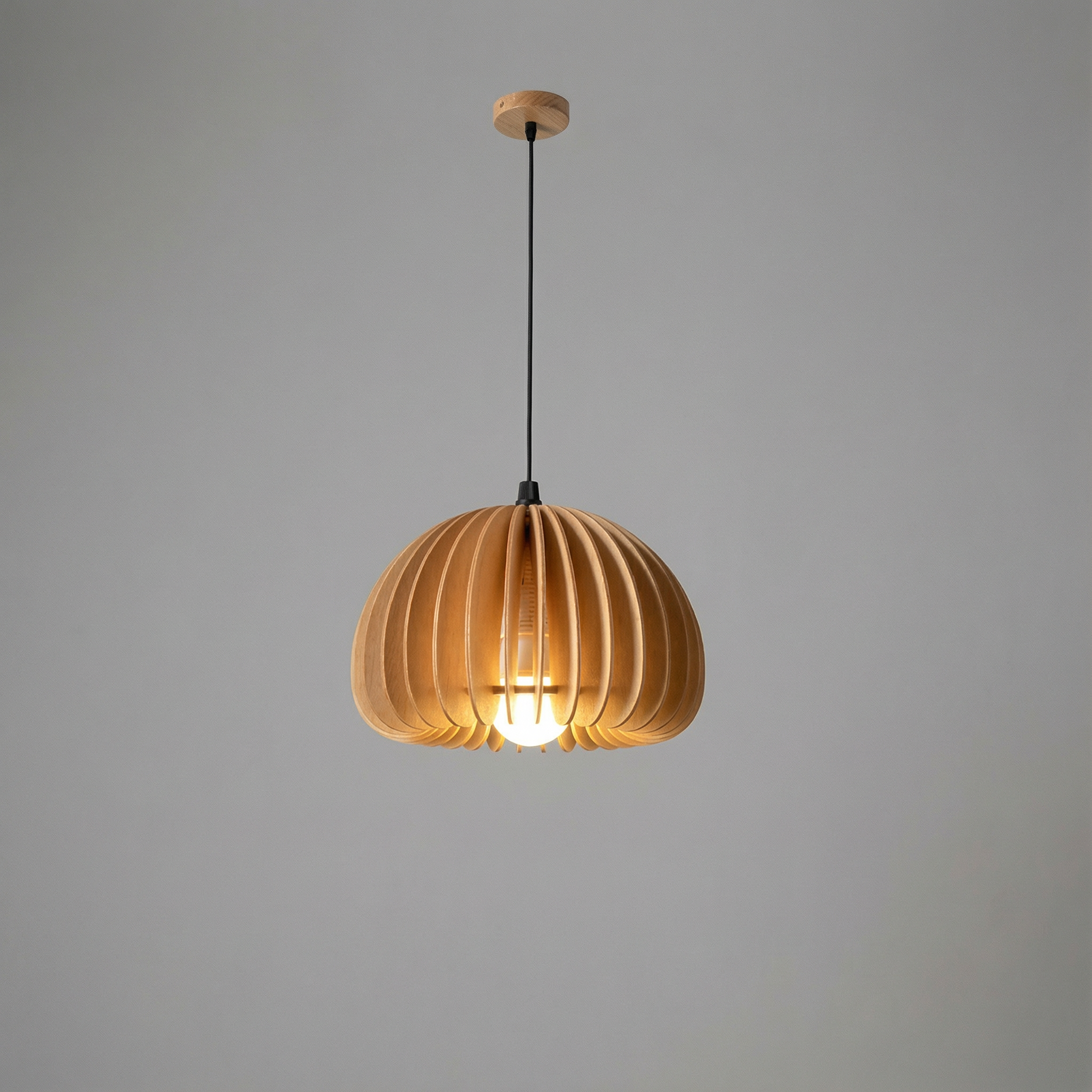 Akira Retro Round Wooden Pendant Light