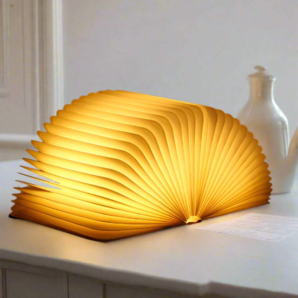 LuminaFold Book Shaped LED Table Lamp With Warm Ambient Reading Light