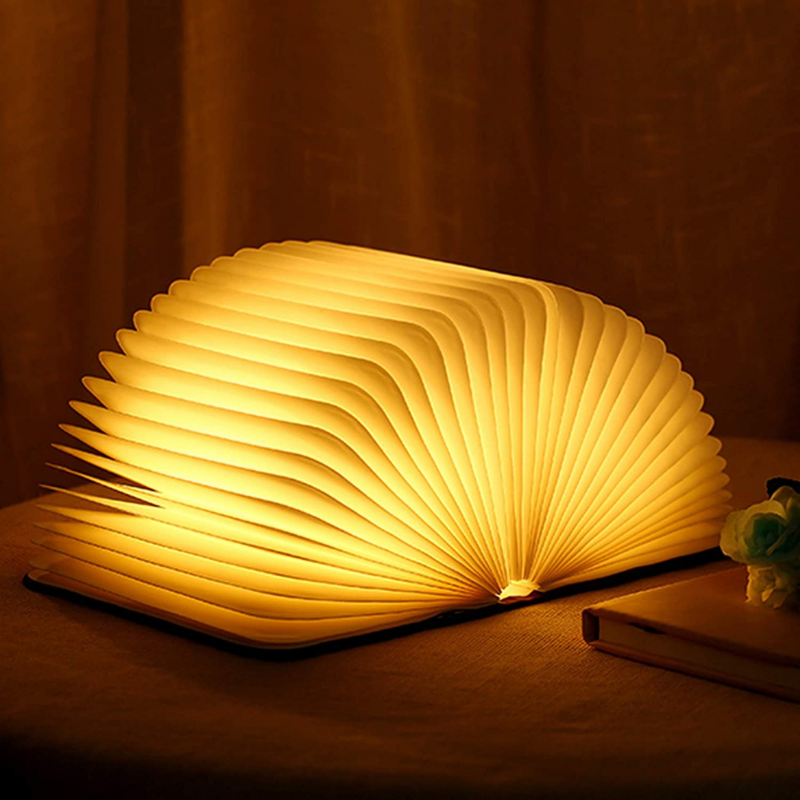 LuminaFold Book Shaped LED Table Lamp With Warm Ambient Reading Light