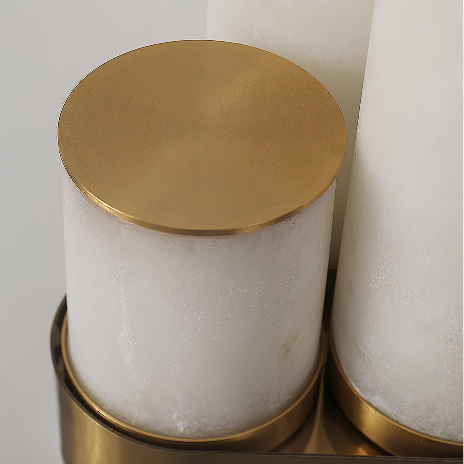 Stone Floor Lamp With Tall Alabaster Panels And Brass Accents