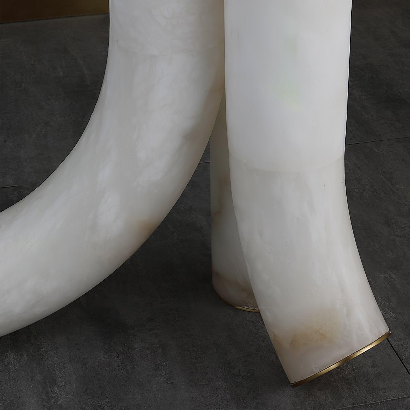 Stone Floor Lamp With Tall Alabaster Panels And Brass Accents