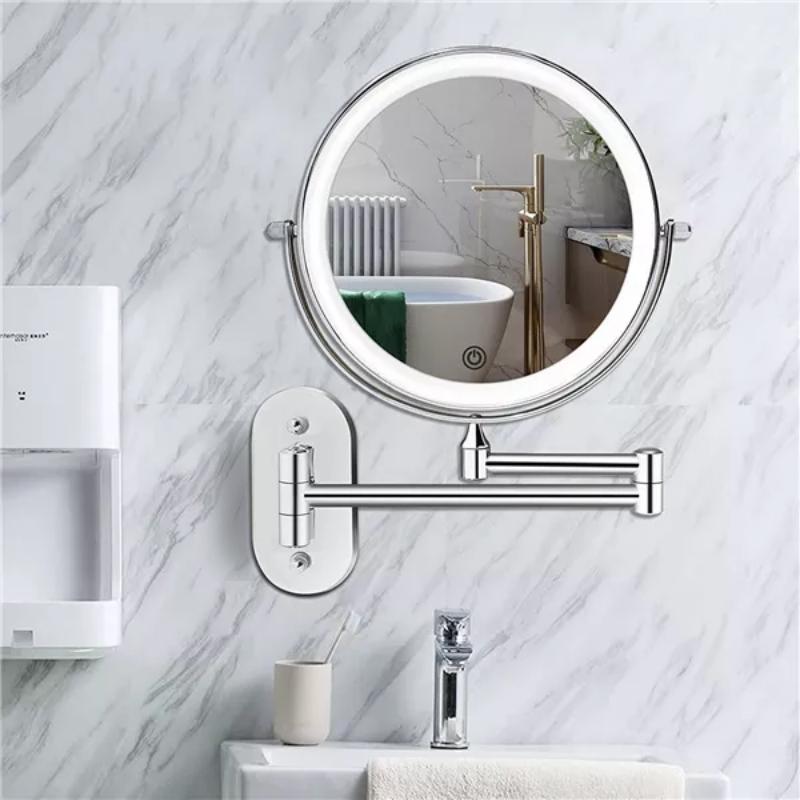 Wall Mounted Rechargeable LED Magnifying Makeup Mirror With Adjustable Arm