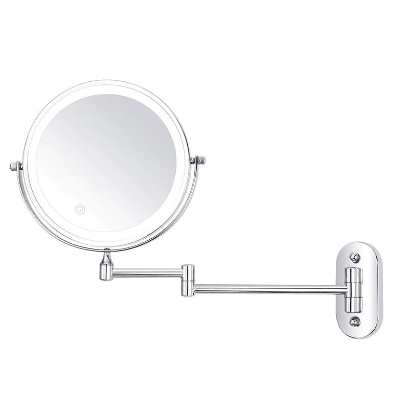 Wall Mounted Rechargeable LED Magnifying Makeup Mirror With Adjustable Arm