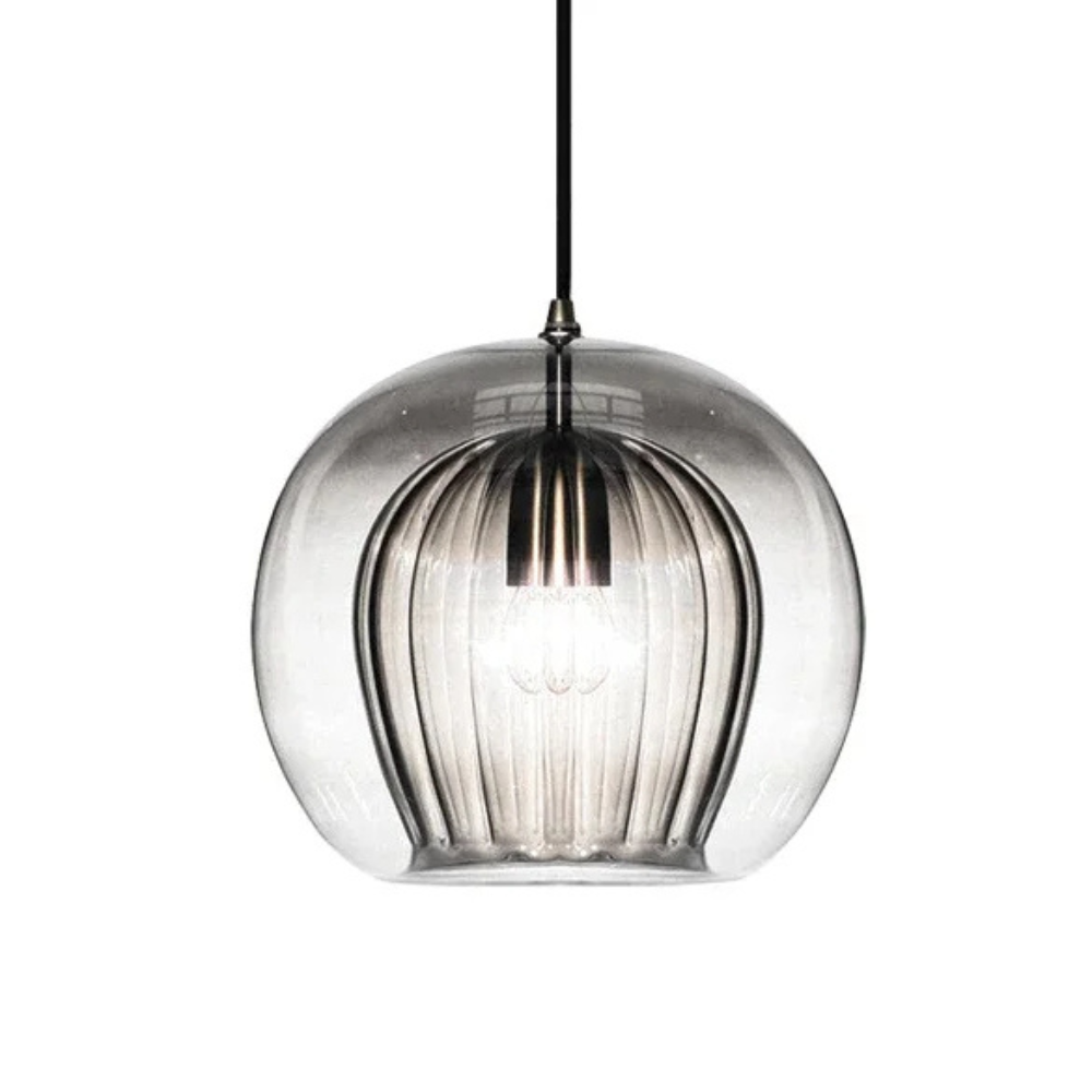 Lumina Mini Round Glass Pendant Light With Brass Fitting For Kitchen Dining Area