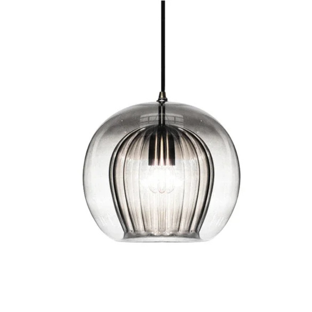 Lumina Mini Round Glass Pendant Light With Brass Fitting For Kitchen Dining Area