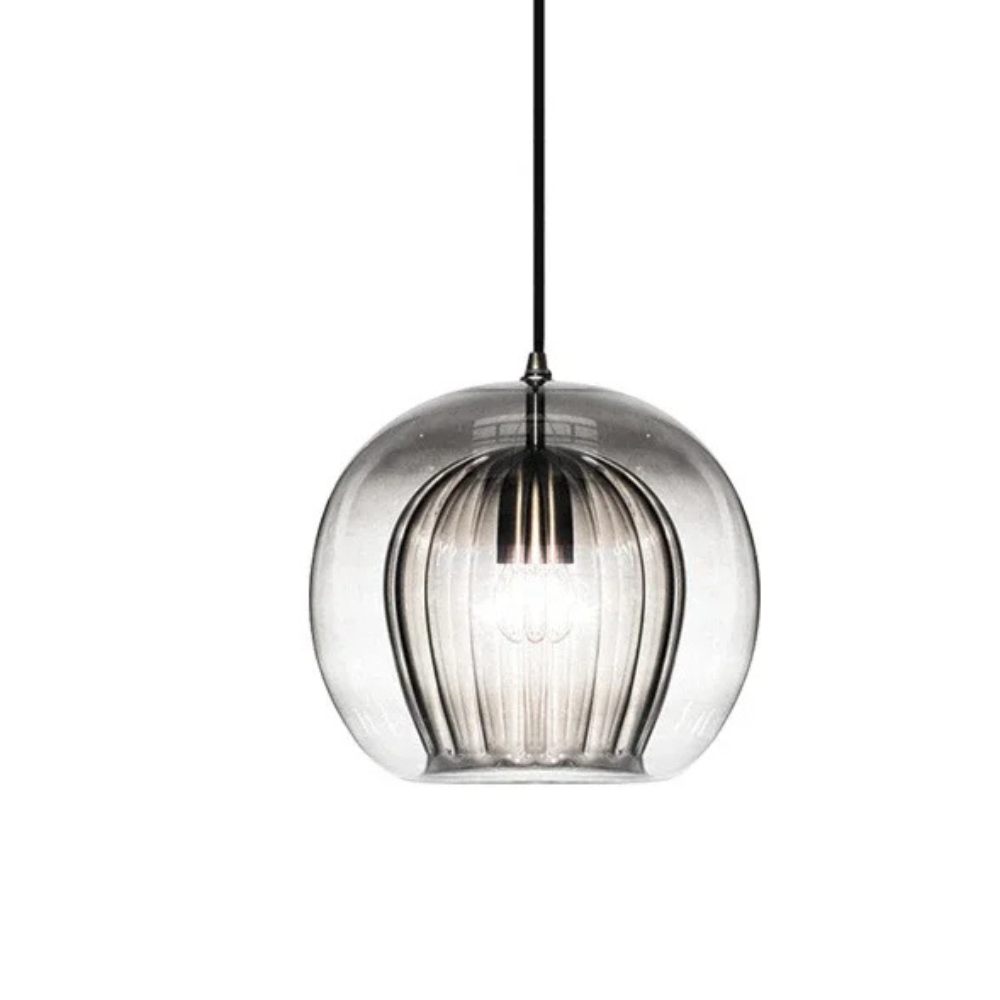 Lumina Mini Round Glass Pendant Light With Brass Fitting For Kitchen Dining Area