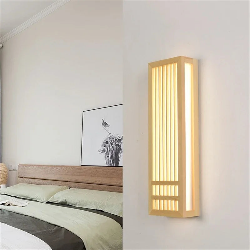 Japandi Wooden Wall Light Indoor LED Minimalist Sconce Natural Wood