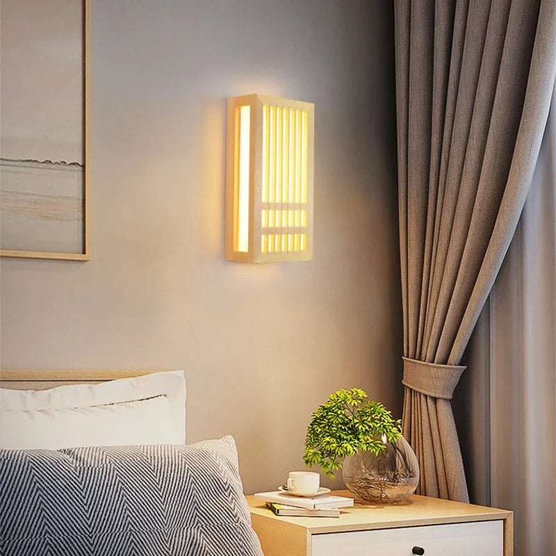 Japandi Wooden Wall Light Indoor LED Minimalist Sconce Natural Wood