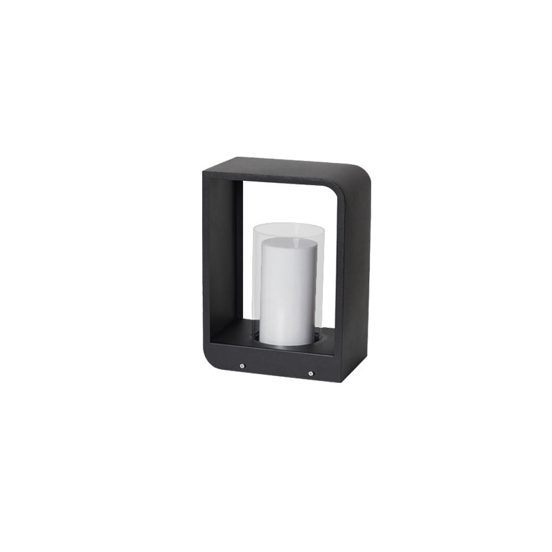 Black Rectangular Solar Outdoor Lantern With Frosted Glass Diffuser