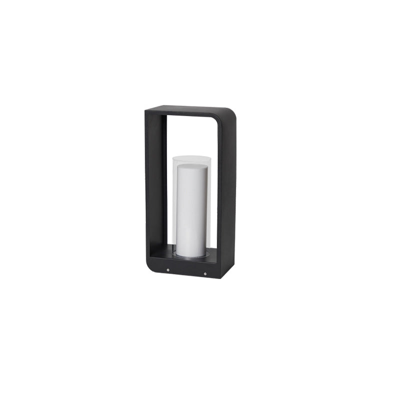 Black Rectangular Solar Outdoor Lantern With Frosted Glass Diffuser