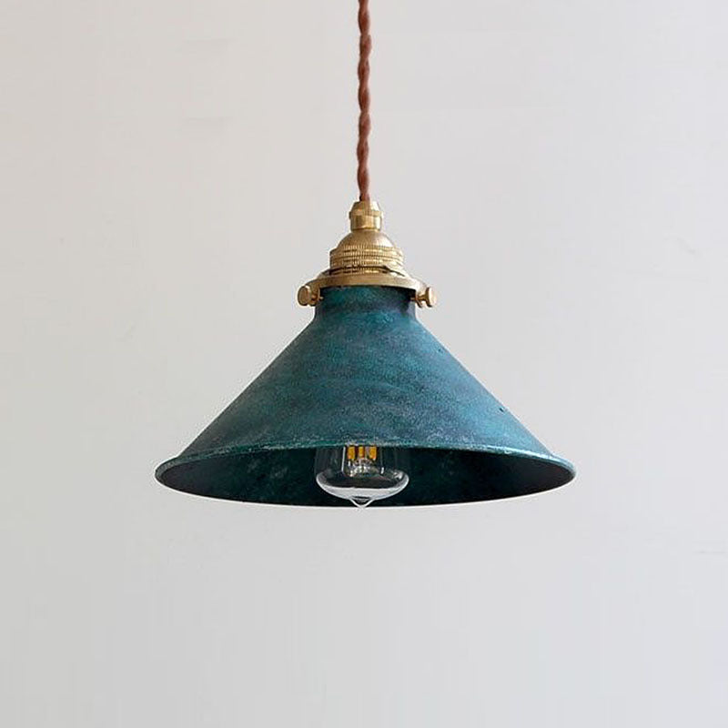 Vintage Rustic Industrial Hanging Pendant Light With Metal Cone Shade